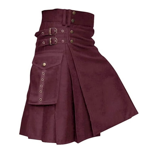RWJDXD Design Sense Kilt pour Hommes Tendance Mode Robe de Vacances Écossaise Jupe Plissée Médiévale Multicolore Tartan Traditionnel des Highlands