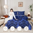 thumbnail image 3 of jejeloiu Edgy Skull King Size Comforter Sets,Gothic Print Comforters King Size For Adults,Blue Black,Black Reversible,3-Piece,1 Comforter and 2 Pillowcases, 3 of 7