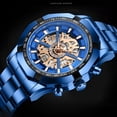 thumbnail image 4 of Reloj de Cuarzo Esqueleto para Hombre, Correa de Acero Inoxidable, Taquímetro, Indicador de Fecha, Resistente Al Agua, Luminoso, Reloj de Pulsera Deportivo de Negocios para Hombre, 4 of 6