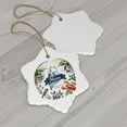 thumbnail image 4 of State Ornament – Ceramic Christmas Decoration with Name – Vintage Holiday Keepsake Featuring Icons of Maine State Themes & Landmarks – Ceramic Snowflake Ornament&nbsp;192OR19, 4 of 5
