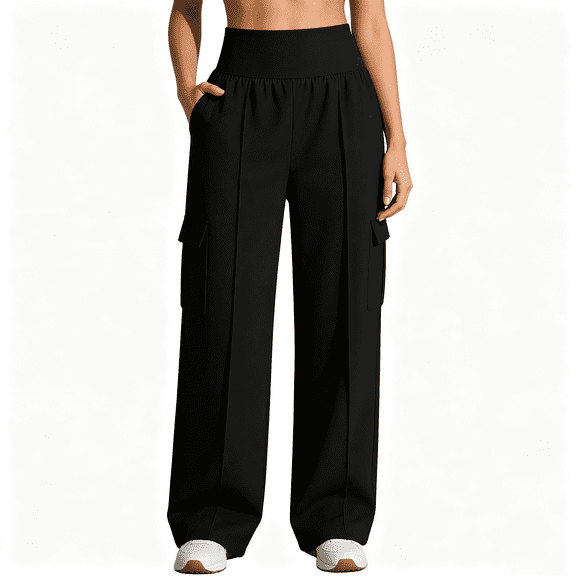 Nugftut Cargo Pants for Women Pockets Lightweight Breathable High Waisted Pants Casual Summer Trousers