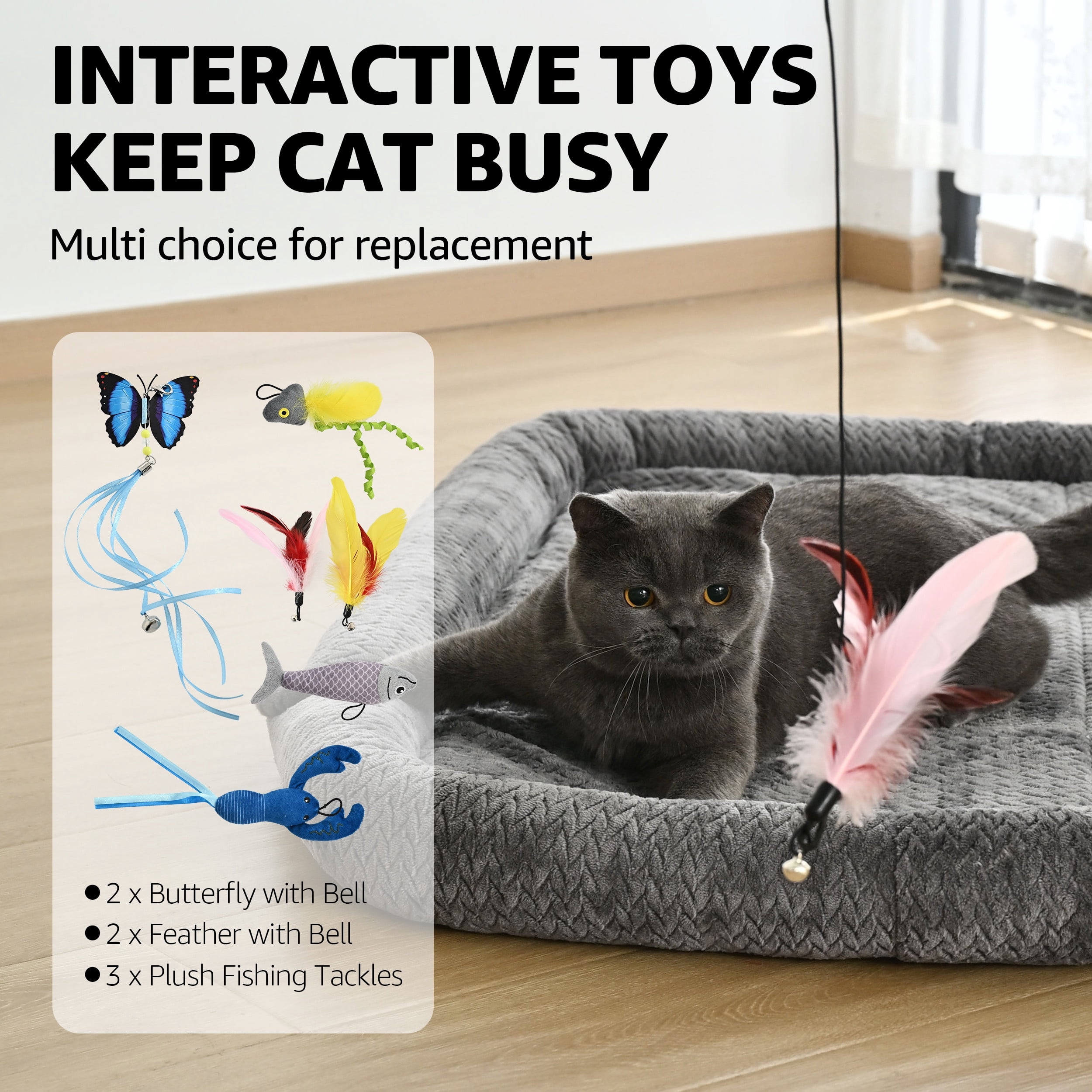 Max & Marlow Cat Toys Interactive Cat Toy Variety Set, 17 Pack includes Feather Teaser, Springs, Balls, Mice & Noise Toys for Indoor Cats