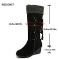 thumbnail image 4 of Viluyesy Womens Snow Boots, Lace Up Wedge Heels Round Toe Winter Fleece Warm Knee High Boots Black US5.5, 4 of 9