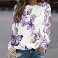 thumbnail image 2 of KIHOUT Chandails pour Femmes en Liquidation, Blouses à Manches Longues Col Rond Imprimé Floral Ample Automne Hiver, Tailles P-2TG, 2 of 5