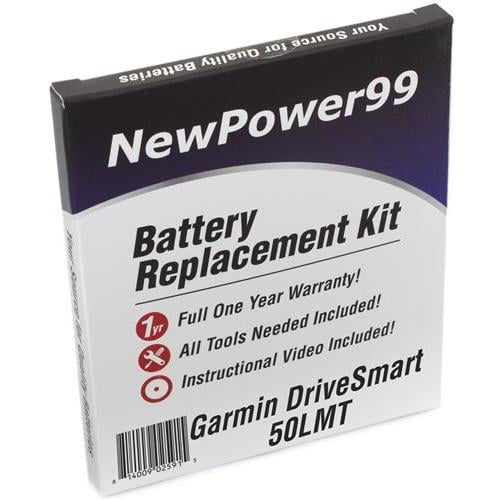 Garmin DriveSmart 50LMT Battery Replacement Kit with Tools, Video Instructions, Extended Life Battery and Full One Year Warranty
