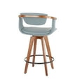 thumbnail image 3 of Gorgeous Grey Mid-Century Modern Walnut Bamboo Counter Stool for Kitchen with Stylish Faux Leather Seat and 360-Degree Swivel, 3 of 5