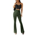 thumbnail image 4 of Luiryar Women's Juniors Corduroy Elastic High Waist Flare Leg Palazzo Long Pants Trousers, 4 of 6