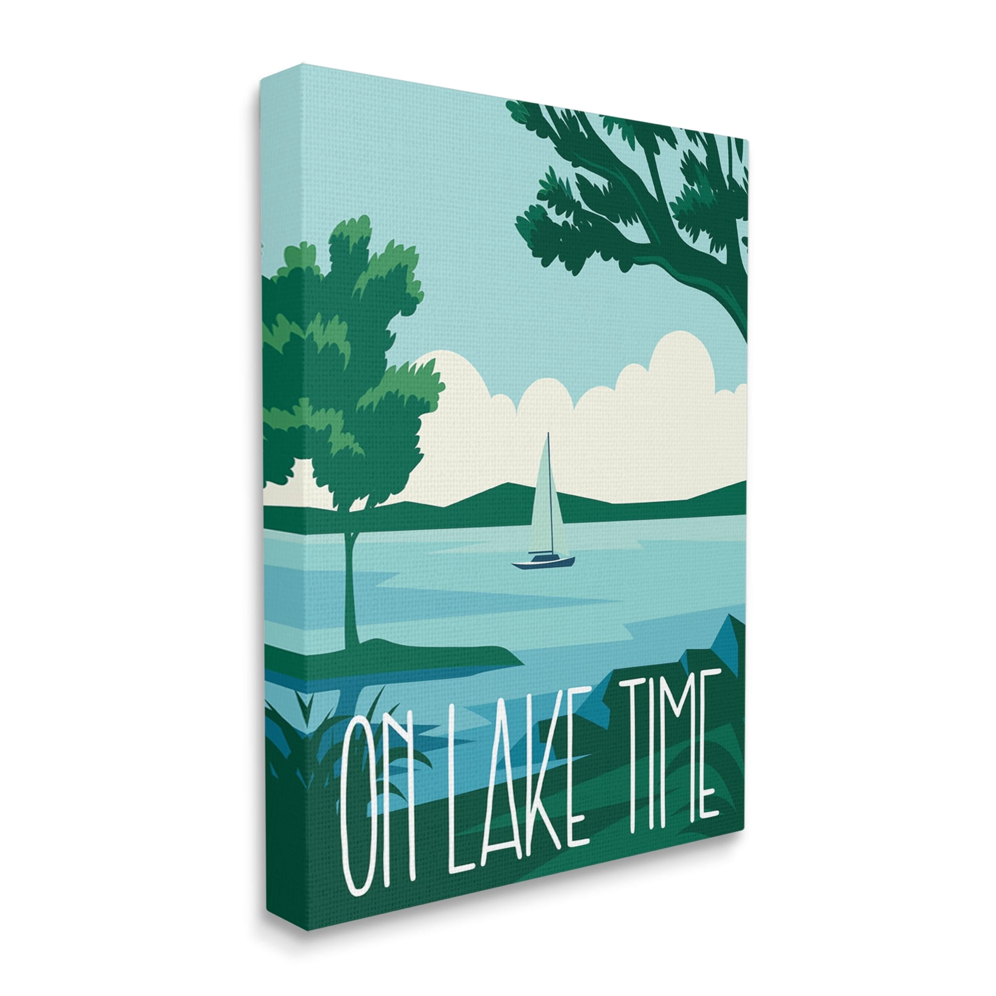 Stupell Industries On Lake Time Modern Nature Scenery Coastal Painting Gallery Wrapped Canvas Print Wall Art