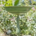 thumbnail image 3 of Zaer Ltd. Ornate Metal Pedestal Style Birdbath with Cast Iron Birds on Rim Full Base (Green), 3 of 8