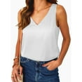 thumbnail image 3 of Women Silk Satin Tank Top V Neck Summer Blouse Sleeveless Shirt Business Casual Dressy Outfit Vacation Clothes White M, 3 of 6
