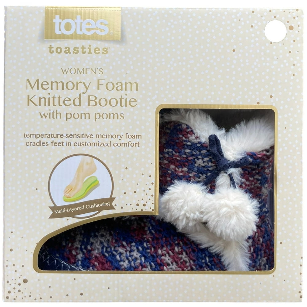 totes Totes Toasties Women's Memory Foam Knitted Bootie Slippers with
