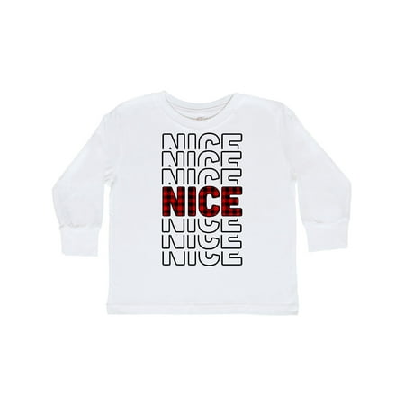 

Inktastic Plaid Nice Christmas Mirror Words Gift Toddler Boy or Toddler Girl Long Sleeve T-Shirt