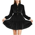 thumbnail image 2 of Mifsaly Velvet Cocktail Dresses for Women Button Down V-Neck Elegant Mini Dress Tunic Flowy Evening Cocktail Party Gowns Trendy Spring Fall Outfits L, 2 of 8