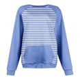 thumbnail image 5 of Wyzesi Chandails en Molleton Décontractés pour Femmes Mode Décontractée Rayé Couleur Unie Imprimé avec Poche Col Rond Manches Longues Sweat à Capuche Chandails en Molleton Col Rond Femmes Chandails en Molleton Graphiques Overd Maxi Femmes, 5 of 5
