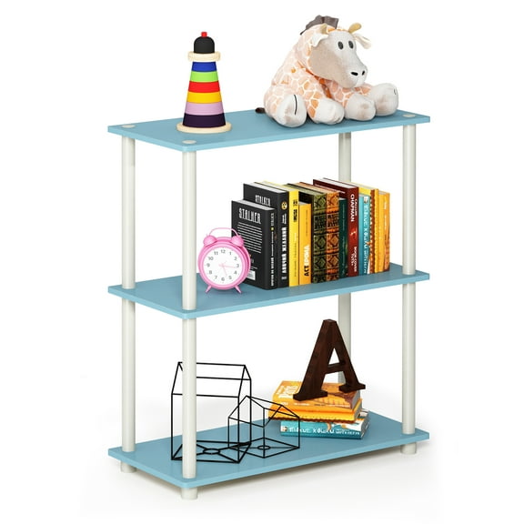 Furinno 23.6 W x 11.6 D x 29.5 H 3-Shelf Decorative Shelves, Blue and White
