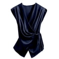 thumbnail image 5 of QUNYINEY Satin Tank Top for Women Work Solid Dressy Tops Loose Fit Pleated Business V Neck Sleeveless Womens Shirts, 5 of 6