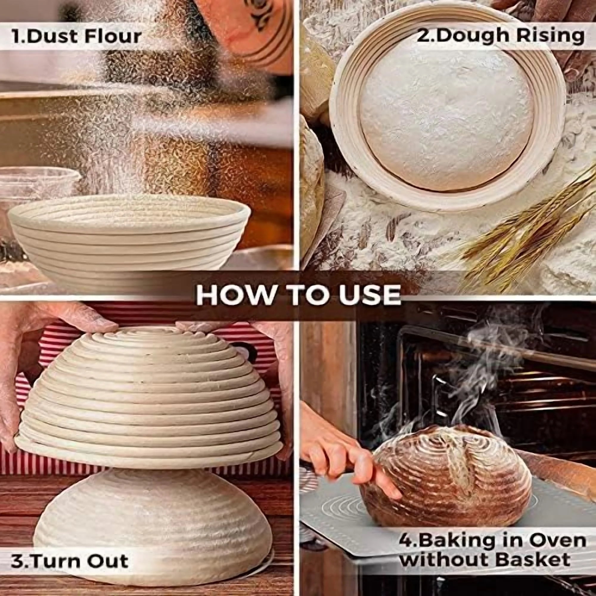 Sourdough Banneton Basket Set - 2 Pack 10" with Liners for Perfect Bread Shape