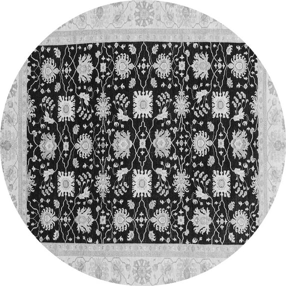 Ahgly Company Indoor Round Oriental Gray Traditional Area Rugs, 4' Round