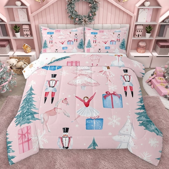 Homewish Dance Ballet Girl Bedding Comforter Set 2pcs for Boys Girls Teens,Christmas Nutcracker Twin Comforter Sets Microfiber,Xmas Festival Breathable Bedding Set,Ultra Soft Home Decor,Reversible