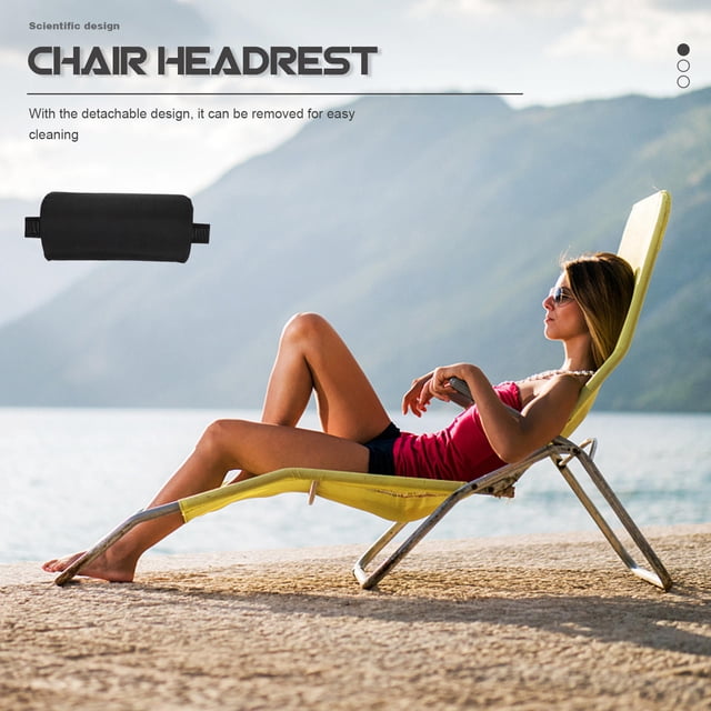 FUTUREORYY Folding Beach Chair Pillows 1Pack Black Cloth Sponge Rectangular Comfortable Support for Patio Use