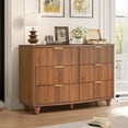 thumbnail image 3 of Weselon 6 Drawer Dresser, Wood Chest of Drawers, Modern Fluted Wide Chest of Drawers, Beside Table for Closet, Storage Cabinet Organizer for Bedroom, Living Room and Entryway,Walnut, 3 of 7
