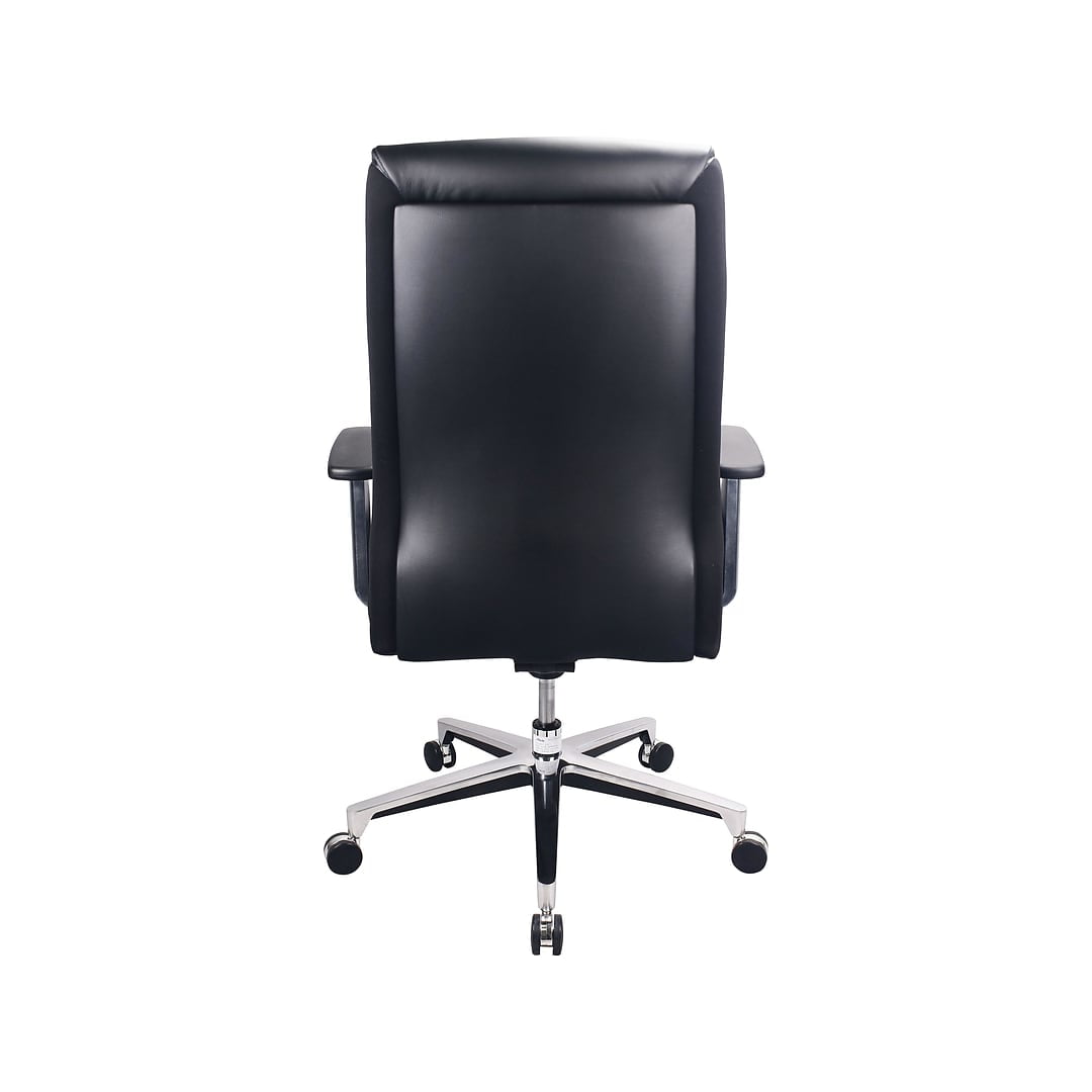 Tempur Pedic Leather Computer And Desk Office Chair Fixed Arms Black Tp1001 Blk