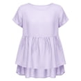 thumbnail image 4 of RUTAYY Women's T-Shirts Loose Solid Color Crew Neck Short Sleeve Pleated Tees Comfortable Breathable Classic Seaside Tops, 4 of 4