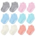thumbnail image 1 of Calcetines tobilleros antideslizantes de algodón Jealkip Baby Socks, paquete de 12, 1 of 7