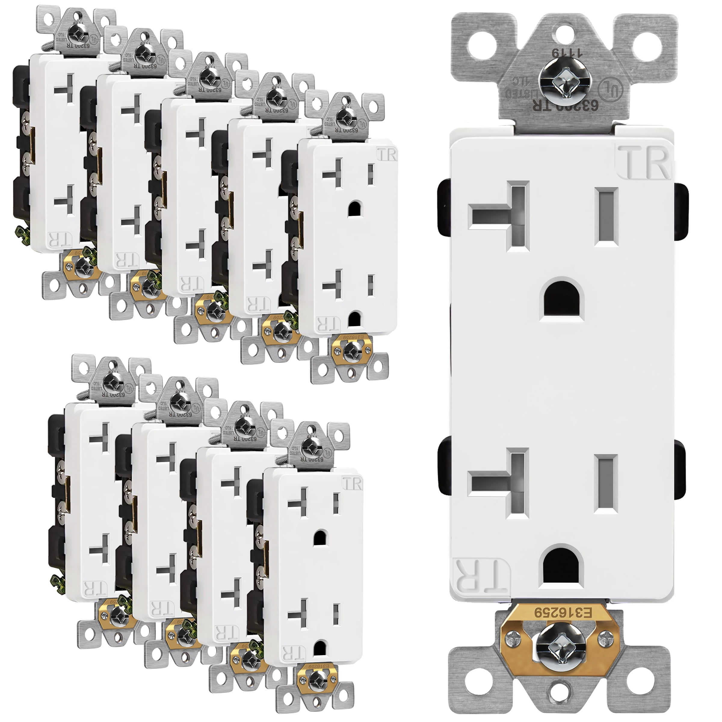 ENERLITES Heavy Duty 20A 125V Duplex Outlet Receptacle 5-20R 10 Pack 