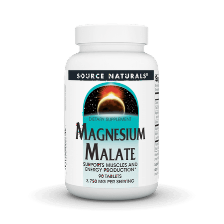 Source Naturals Magnesium Malate Supports Muscles and Energy Production* NonGMO Vegetarian Friendly Magnesium Supplement 3 750 MG per Serving - 90 Tablets