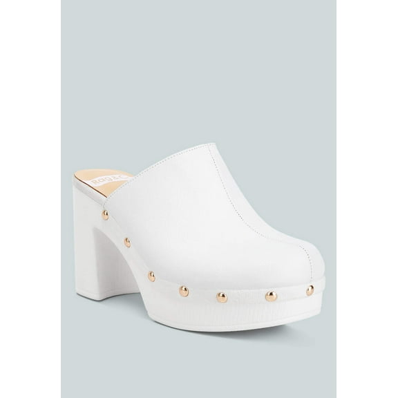 Benji Recycled Leather Clogs In White