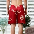 thumbnail image 3 of Defitshape Men's Satin Boxers Silk Shorts Summer Loungewear Elastic Waist Dragon Graphic Pattern Lightweight Bermuda Pj Sleeping Bottoms Lounge Sleep Short Pajama Pants Sleepwear Red Dragon Large, 3 of 3