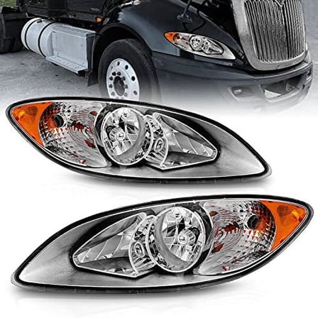 AmeriLite Factory Style Chrome Replacement Headlights Set for 2008-2016 International ProStar - Driver and Passenger Side