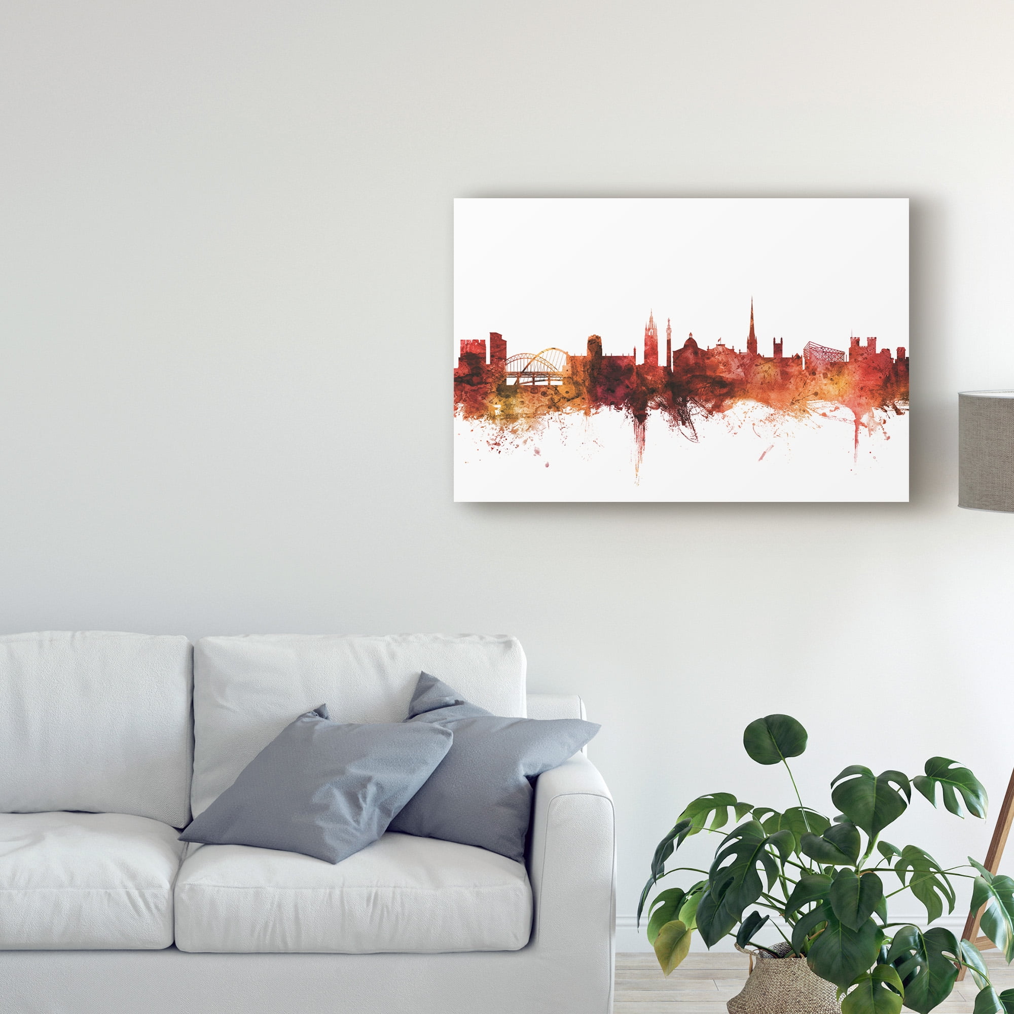 Trademark Fine Art 'Newcastle England Skyline Red' Canvas Art by Michael Tompsett