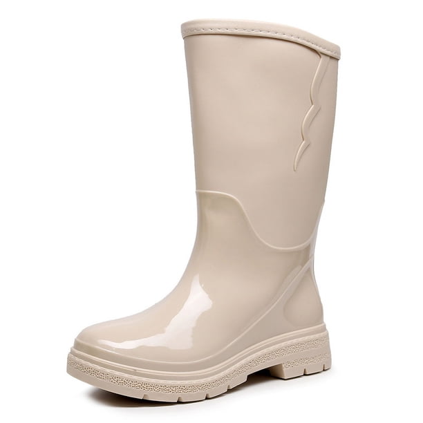 Botas de lluvia para mujer de tubo alto de color caramelo multicolor, botas impermeables de una pieza a prueba de lluvia