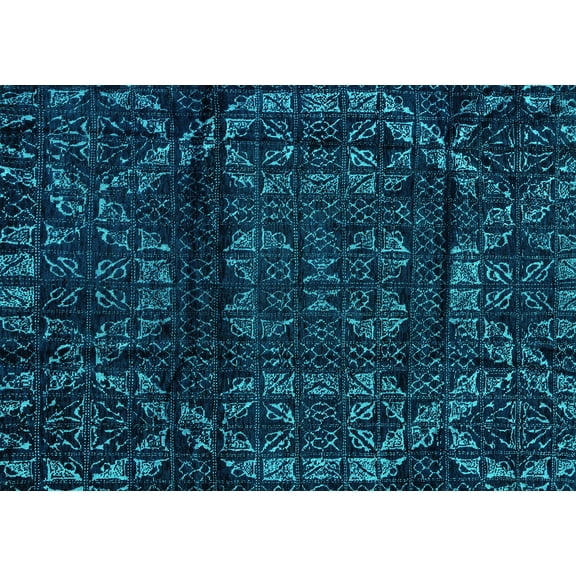 Ahgly Company Indoor Rectangle Persian Turquoise Blue Bohemian Area Rugs, 5' x 7'