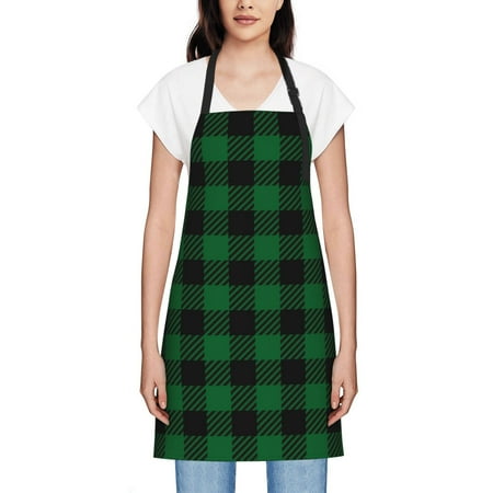 

Women S Waterproof Apron Dirt Resistant And Wear-Resistant Adjustable Apron Suitable For Cooking Flower Arrangement Painting Housework Buffalo Plaid Pattern Design