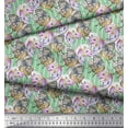 thumbnail image 2 of Soimoi Tissu Crêpe polyester Vert à Rayures et Imprimé Papillon pour Couture, Largeur 52 Pouces, 2 of 3
