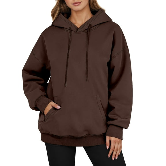 Hoodie Women Oversized Winter Warm Casual Lounge Men's Casual Pullover Hoodie Long Sleeve Comfortable Winter Warm Lined Sweatshirt With Drawstring Pocket For Daily Wear
