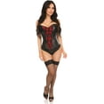 thumbnail image 3 of Femmes Regard Humide Corset Overbust Rouge avec Superposition Lacet, 3 of 5