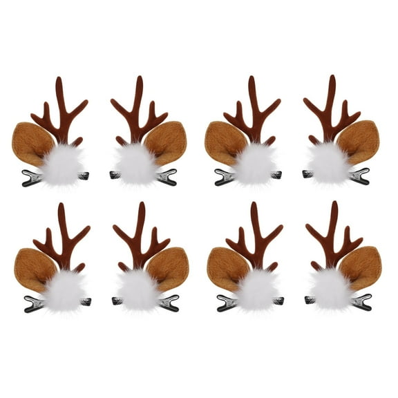 Christmas Reindeer Antlers Hair Clips, Hairpins with Deer Horn Ears, Christmas Hair Accessories, Pack of 4