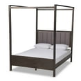 thumbnail image 2 of Baxton Studio Natasha King Size Grey Upholstered Walnut Finished Canopy Bed, 2 of 10