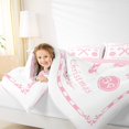 thumbnail image 4 of Manfei Merry Christmas Queen Comforter Set 3 Pieces for Kids, Xmas Sled Bedding Sets, White Pink Candy Canes Breathable Home Decor, 4 of 8