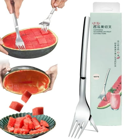 

EIALIVE Dinnerware 2 In 1 Stainless Steel Fruit Cutter Watermelon Cutter Watermelon Slicer Melon Cutter Tool Stainless Steel Fruit Cutter For Kitchen Grape Cutter For Family Parties Camping