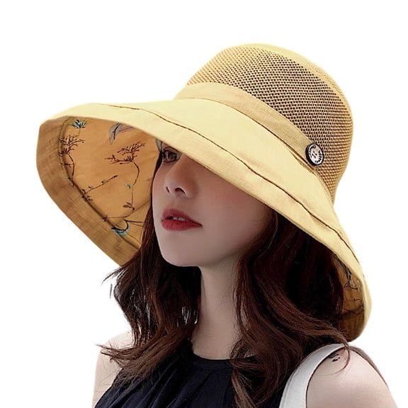 gcong Women Sun Hats Summer Beach UV Protection Bucket UPF Packable Wide Brim Chin Strap