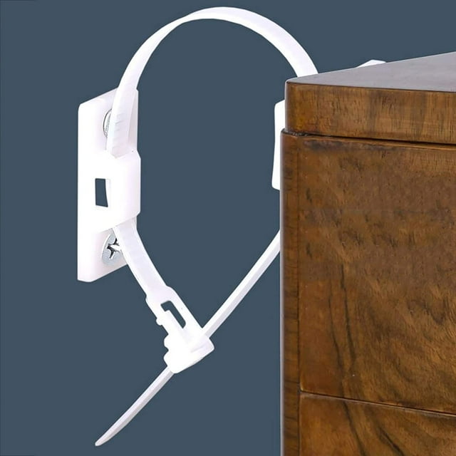 AntiTip Furniture Wall Anchors and Straps (Pack of 10) for Dresser