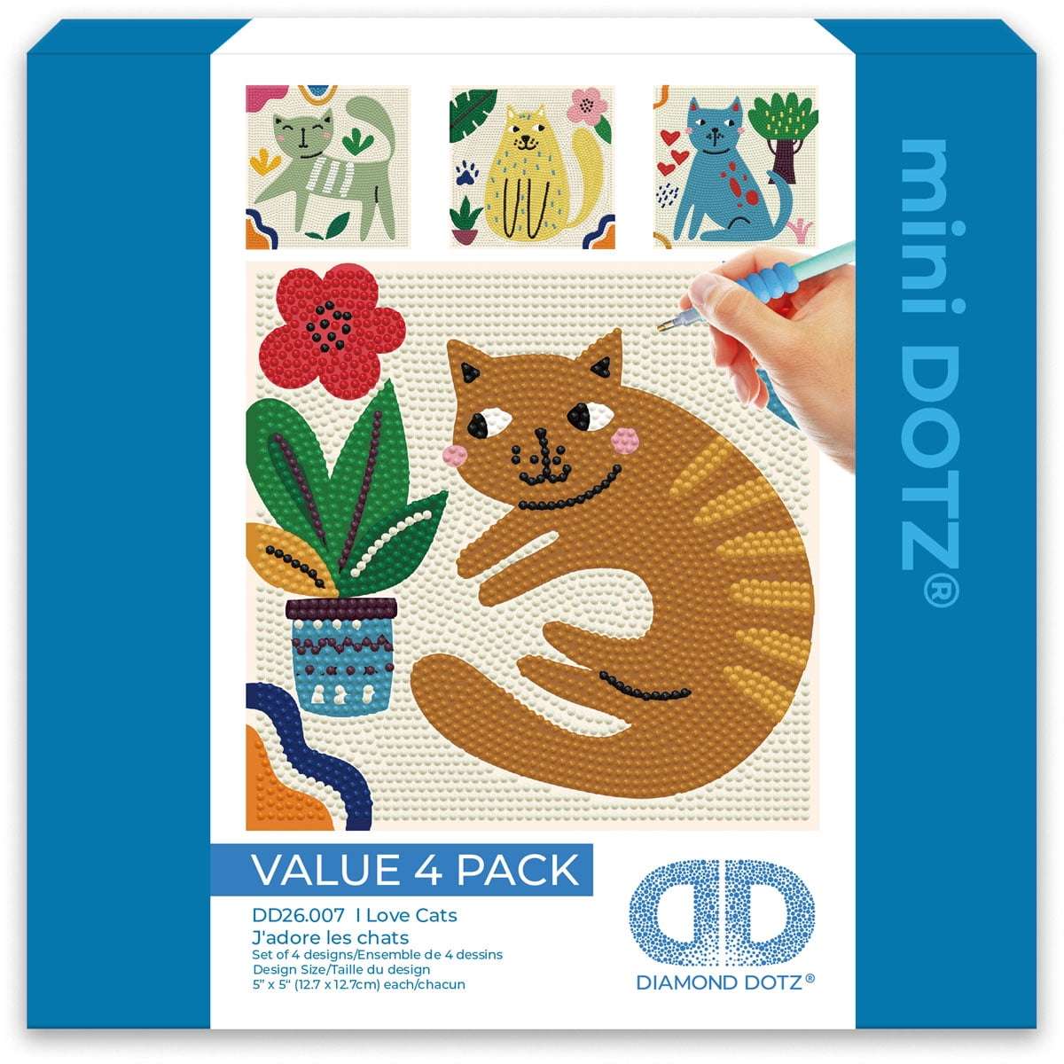 Diamond Dotz Mini I Love Cats Diamond Painting Kits for Adults - Abstract Diamond Art Kits a Relaxing Creative Craft Kit with Dotz Gems 5x5