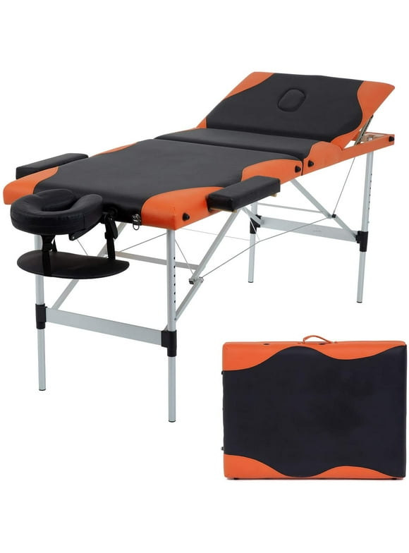 BestMassage Massage Table Spa Bed Massage Bed 3-Fold 84 Inch Height Adjustable Aluminum, Portable Facial Salon Tattoo Bed with Face Cradle Carry Case