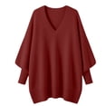 thumbnail image 6 of SeekIslan Women's Sweaters with V Neck Long Sleeve Loose Knit Poncho Pullover, 6 of 7
