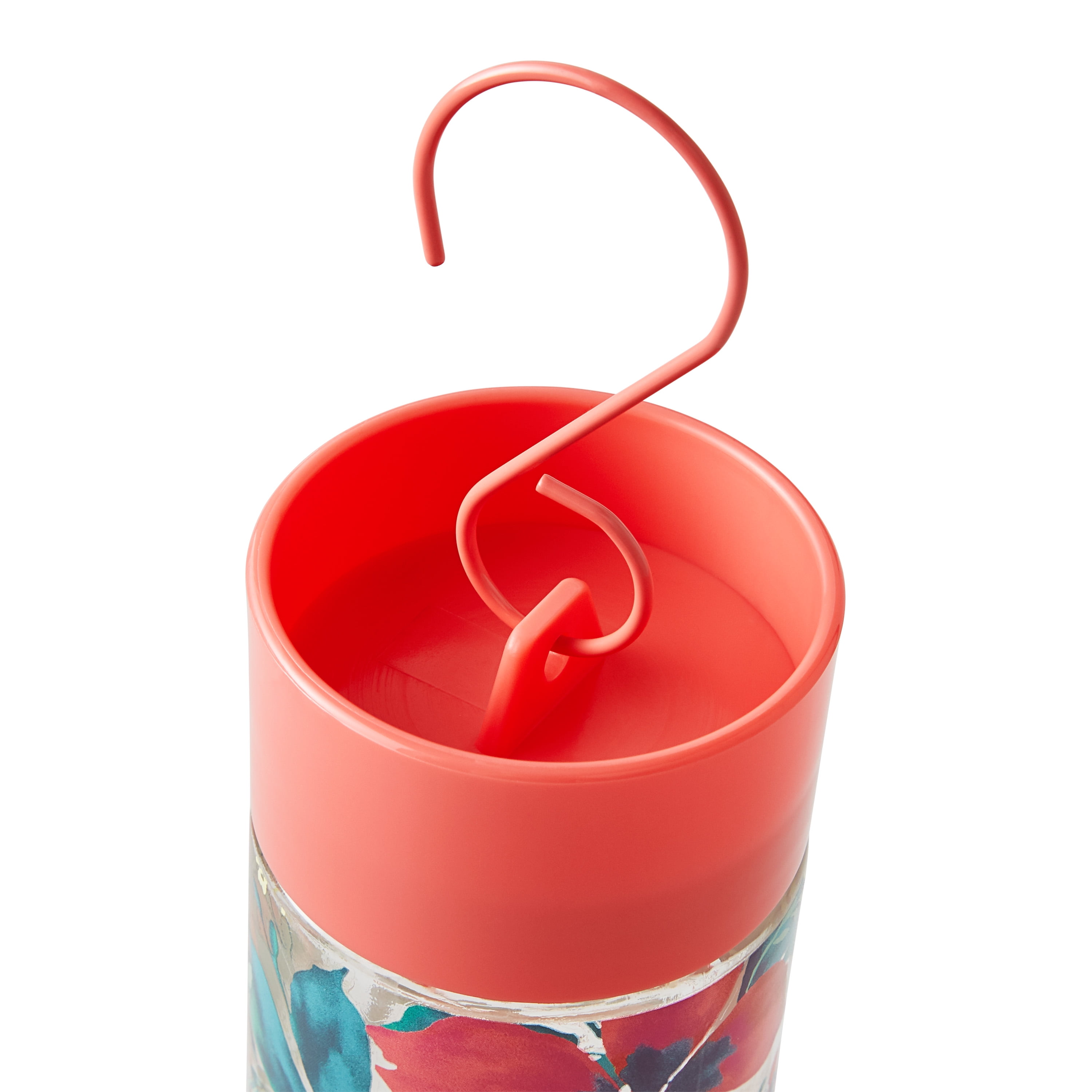 The Pioneer Woman Fresh Floral Glass Decorative Hummingbird Feeder 20 oz, Orange